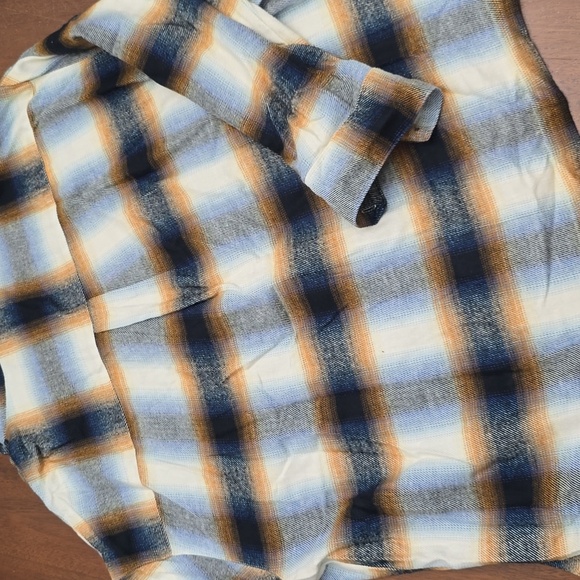 MADEWELL flannel Blue Gold Shirt Shacket Sz M - Picture 5 of 6